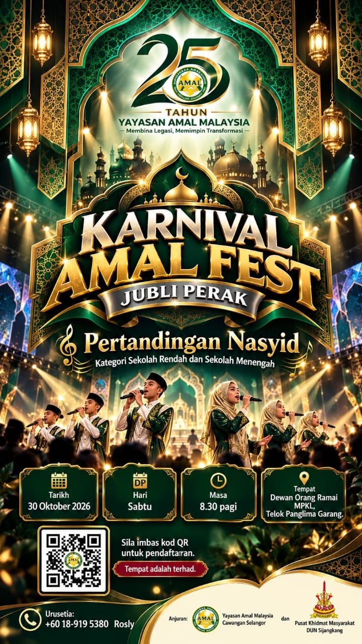 Poster Rasmi Pertandingan Nasyid Karnival Amal Fest Jubli Perak
